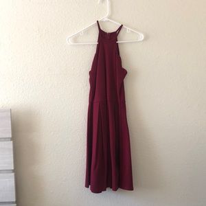 Red Charlotte Russe Scalloped Skater Dress
